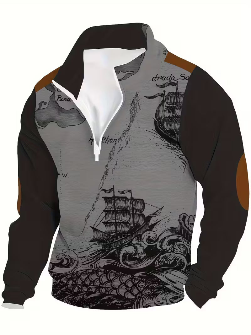 Didier – Vintage Piratenschiff 3D-Drucken Sweatshirt