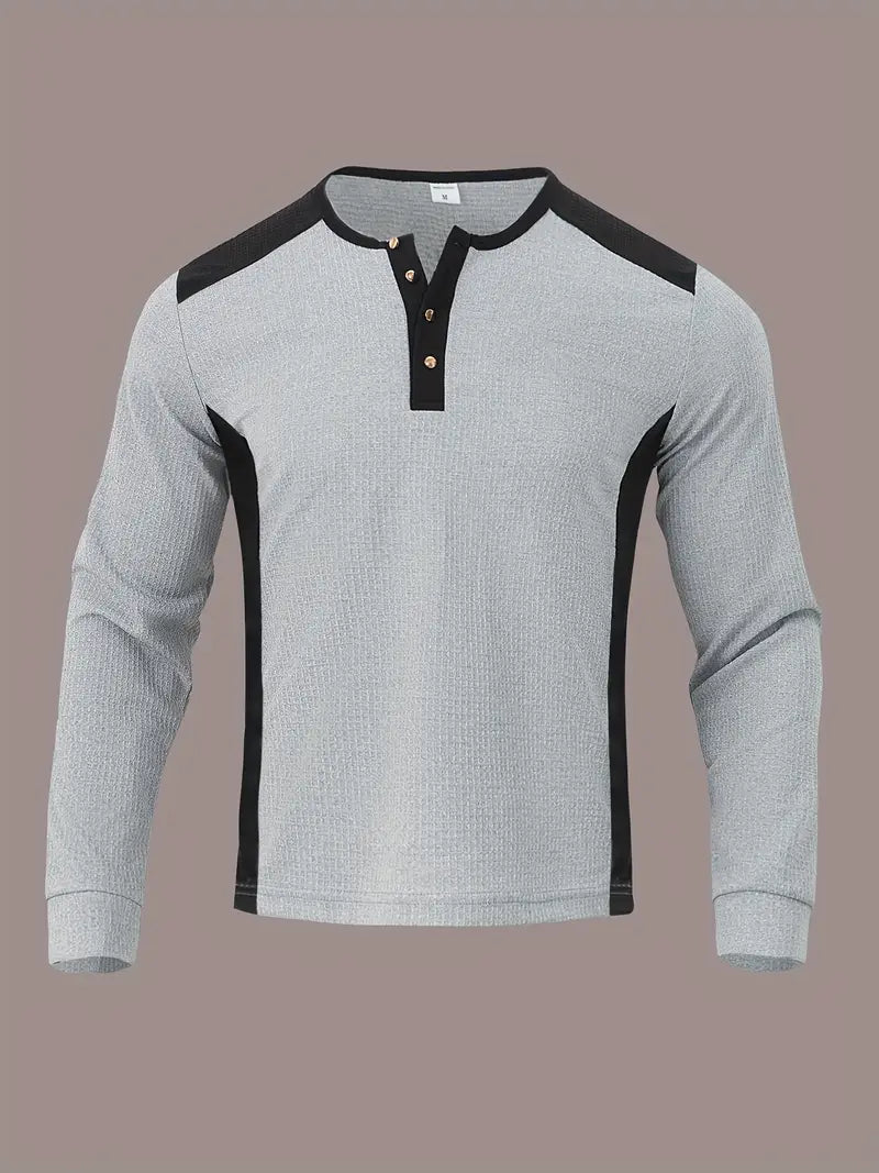 Kyran – Langärmliges Henley Hemd Mit Waffelmuster