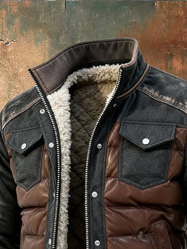 Esposito – Retro Stepp Jacke Im Patchwork Stil Für Draußen Mit Reißverschluss