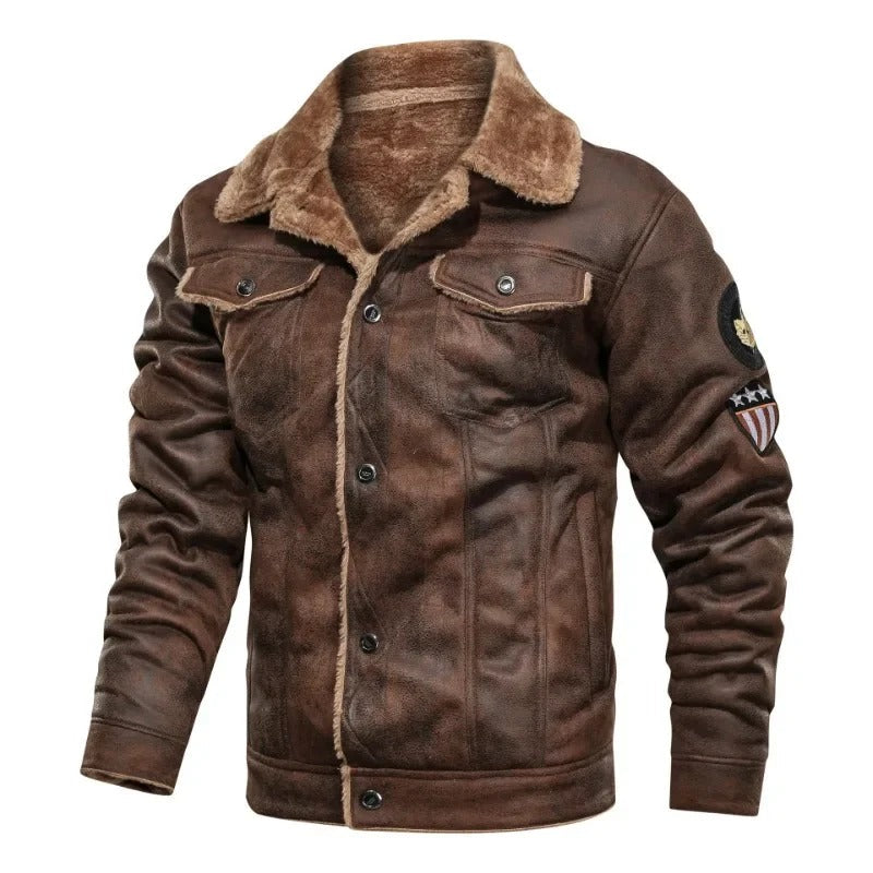 Danniel - Elegante Warme Leder Jacke Mit Fleece Futter
