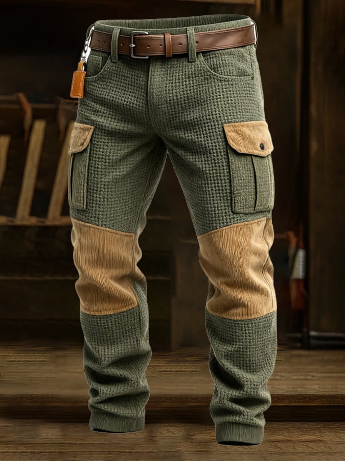 Chapman – Retro Im Freien Abenteuer Waffel Cord Hose Mit Tasche
