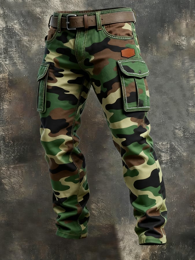 Banton – Vintage Camouflage Hose Mit Mehreren Taschen
