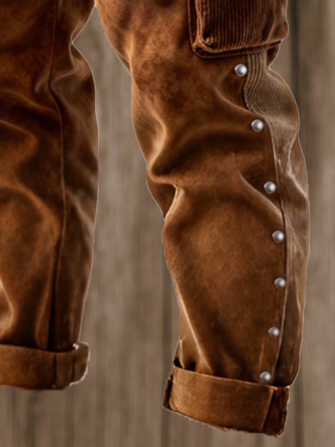 Curran – Vintage Im Freien Abenteuer Cordhose Mit Ziernähten Und Quasten